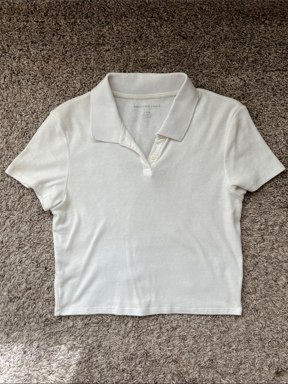 American Eagle Outfitters Cream Polo Crop Top
